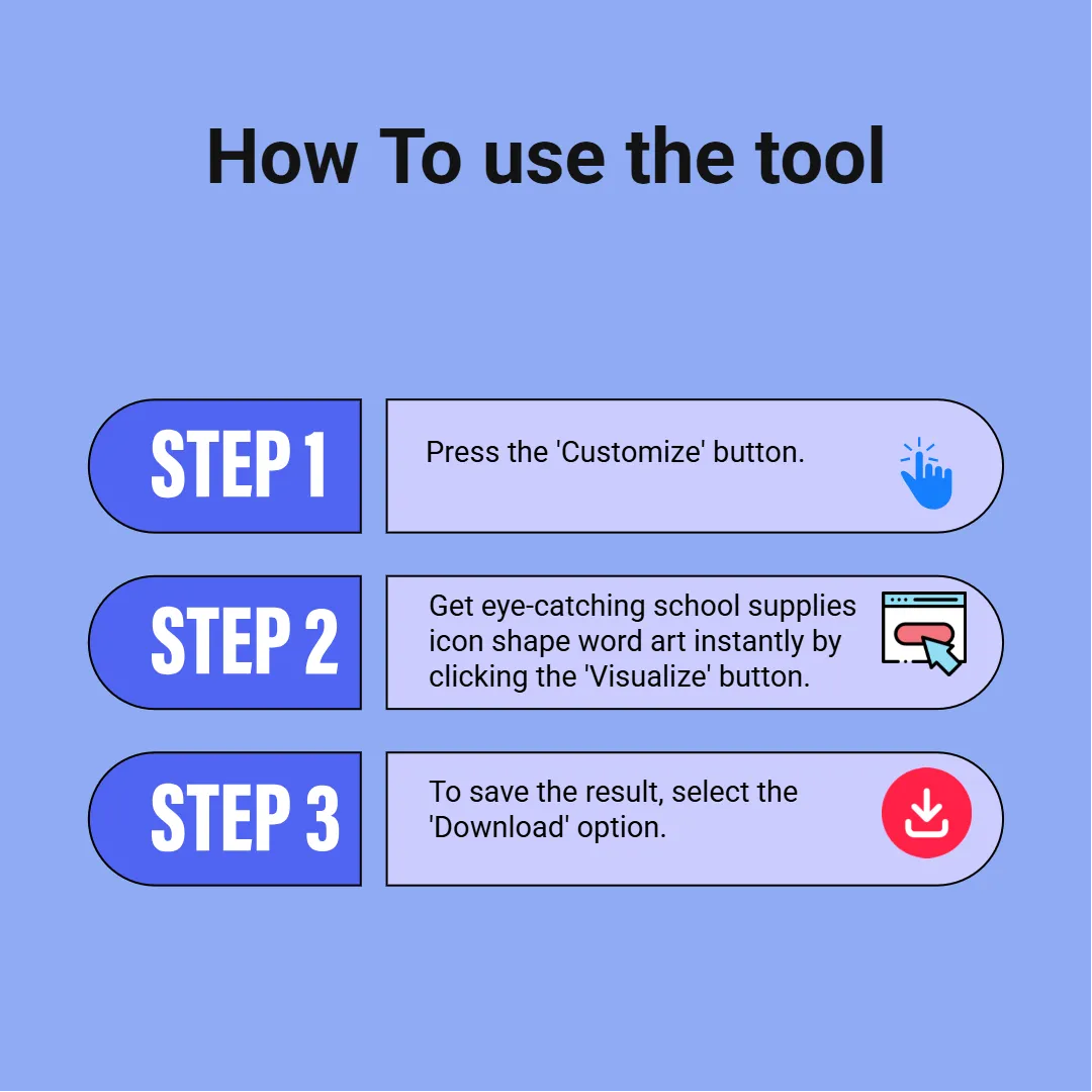 how to use School Supplies Icon Shape Word Art